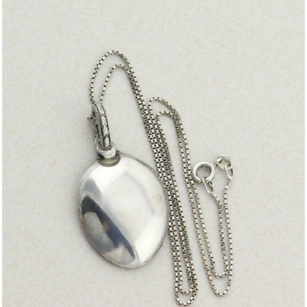 Sterling Silver Acrylic Flower Spoon Necklace 19.5 inch chain - Picture 8 of 9
